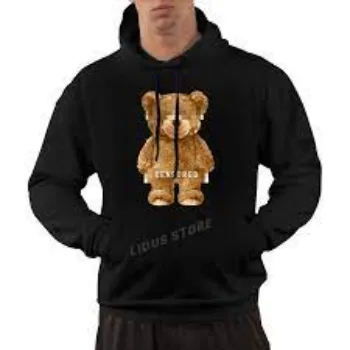 Hooded Sweatshirt With Teddy Bear Patch Hooded